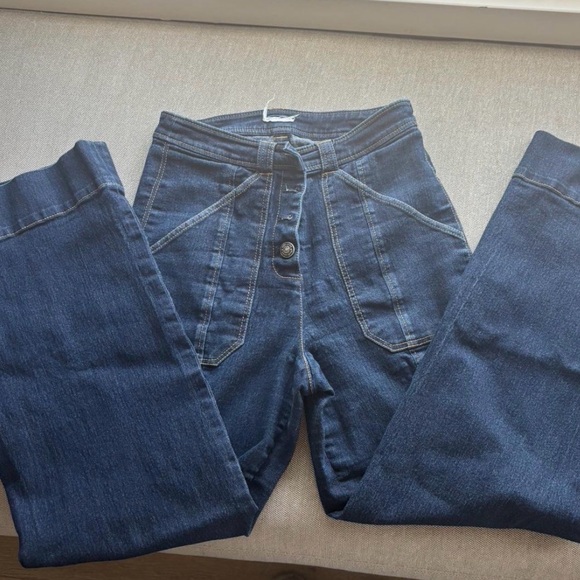 cinq a sept Denim - cinq a sept Dark Blue High-Rise Jeans with Front Seam Detail